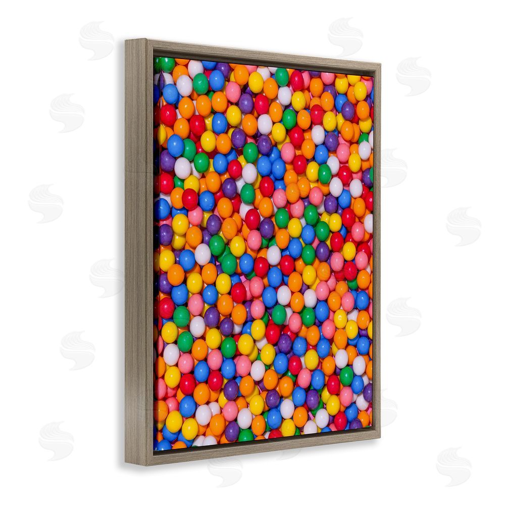 LISH Creative Colorful Gumballs Close Up Brown Floating Frame Canvas Wall Art Print