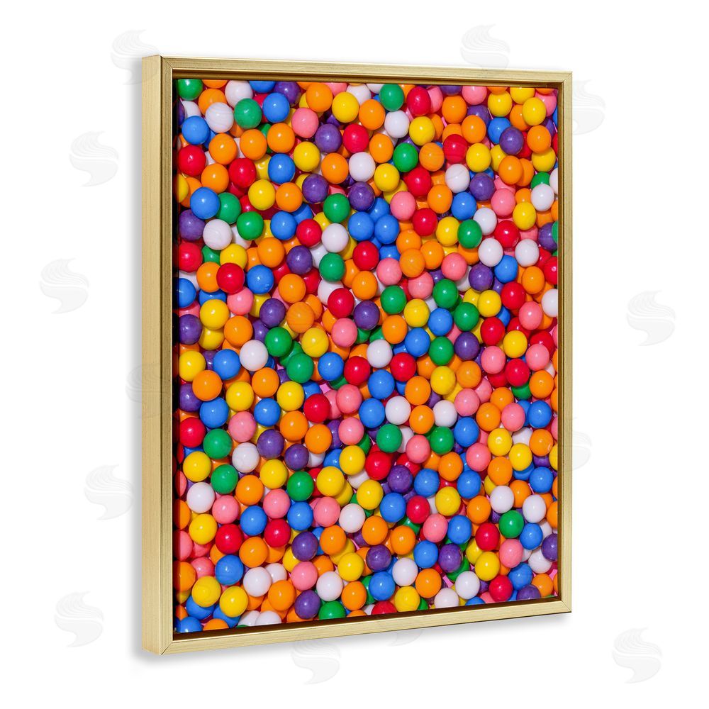 LISH Creative Colorful Gumballs Close Up Gold Floating Frame Canvas Wall Art Print