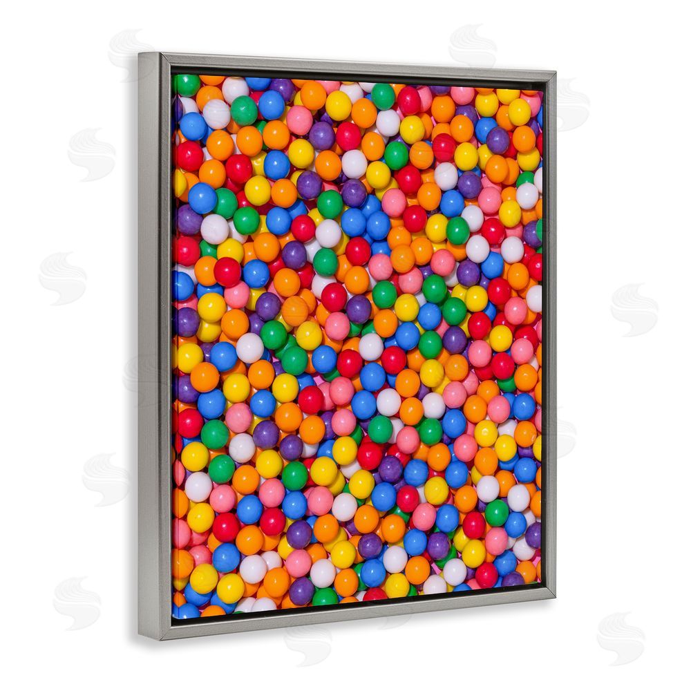 LISH Creative Colorful Gumballs Close Up Gray Floating Frame Canvas Wall Art Print