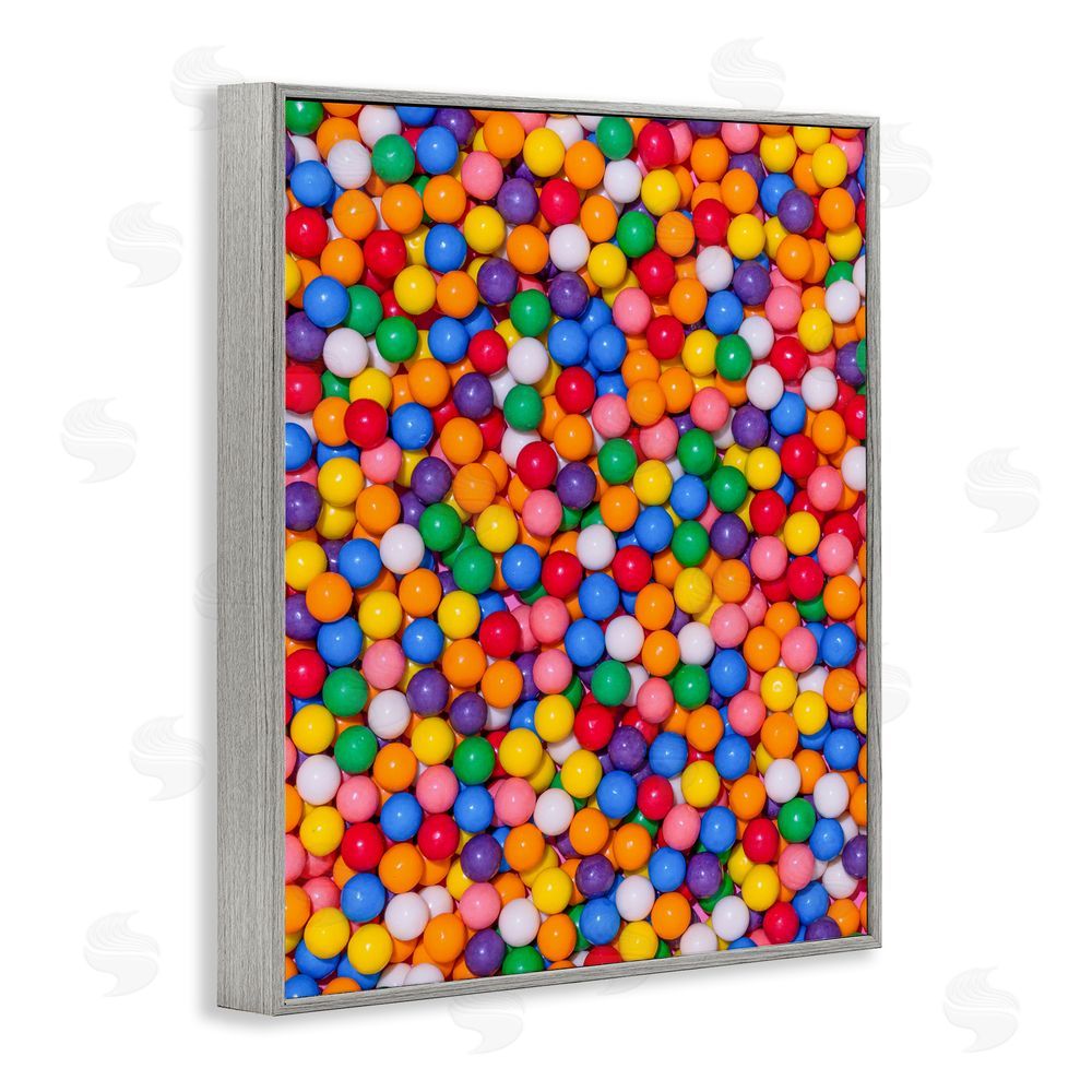 LISH Creative Colorful Gumballs Close Up Gray Framed Giclee Wall Art Print