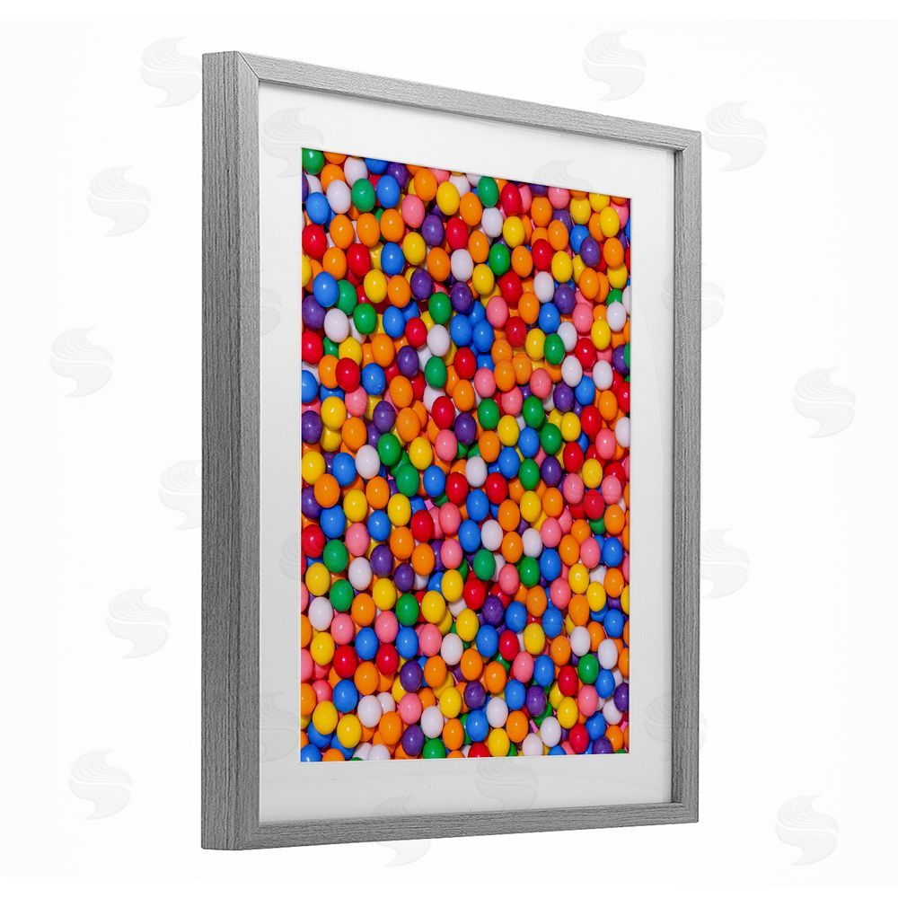 LISH Creative Colorful Gumballs Close Up Gray Framed Print Under Glass Wall Art