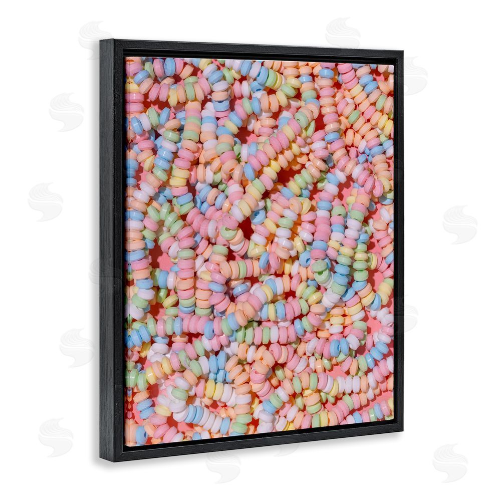 LISH Creative Pastel Candy Necklace Black Floating Framed Canvas Wall Art