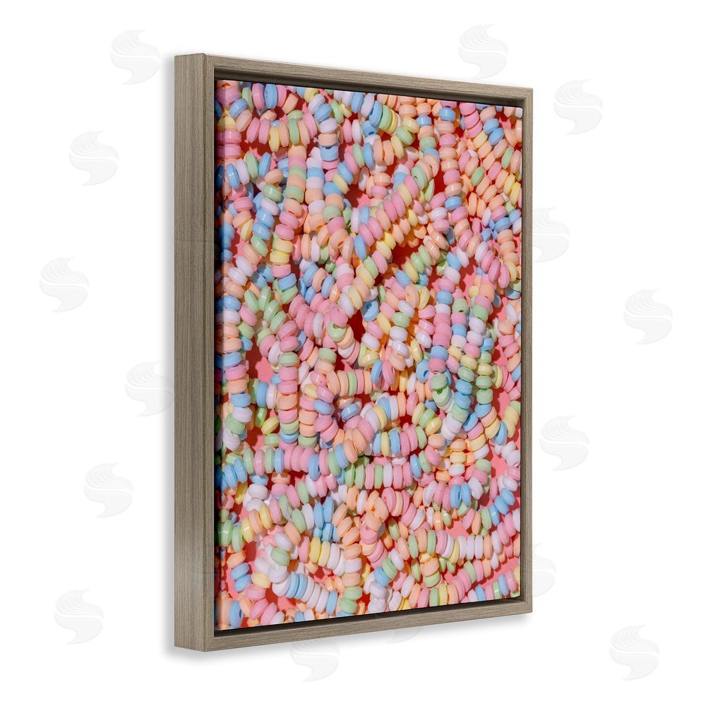 LISH Creative Pastel Candy Necklace Brown Floating Framed Canvas Wall Art