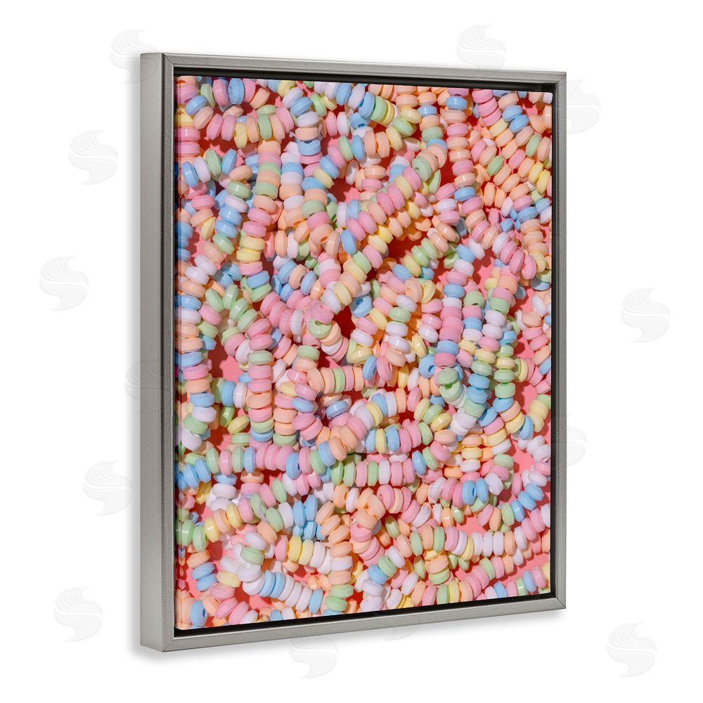 LISH Creative Pastel Candy Necklace Gray Floating Framed Canvas Wall Art