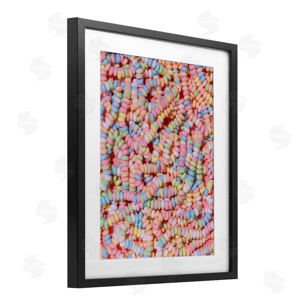 LISH Creative Pastel Candy Necklace Black Framed Print Under Glass Wall Art