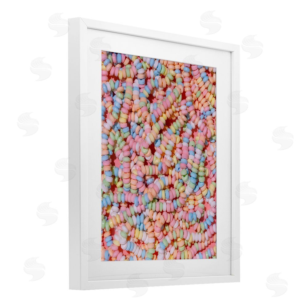 LISH Creative Pastel Candy Necklace White Framed Print Under Glass Wall Art