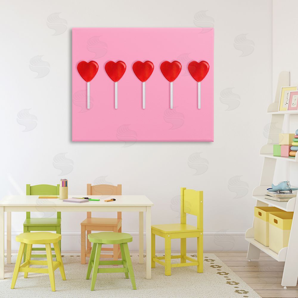 LISH Creative Valentine's Heart Pops Stretched Canvas Wall Art Print in Room