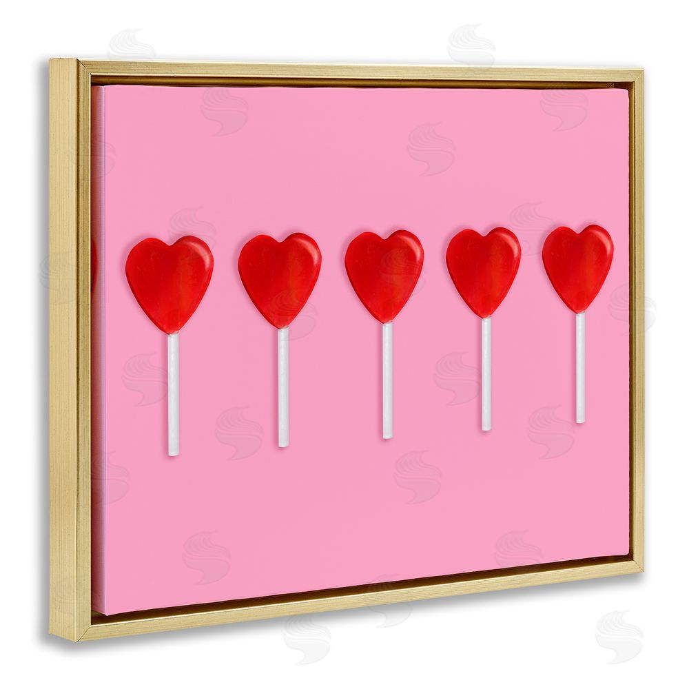LISH Creative Valentine's Heart Pops Gold Floating Frame Canvas Wall Art Print