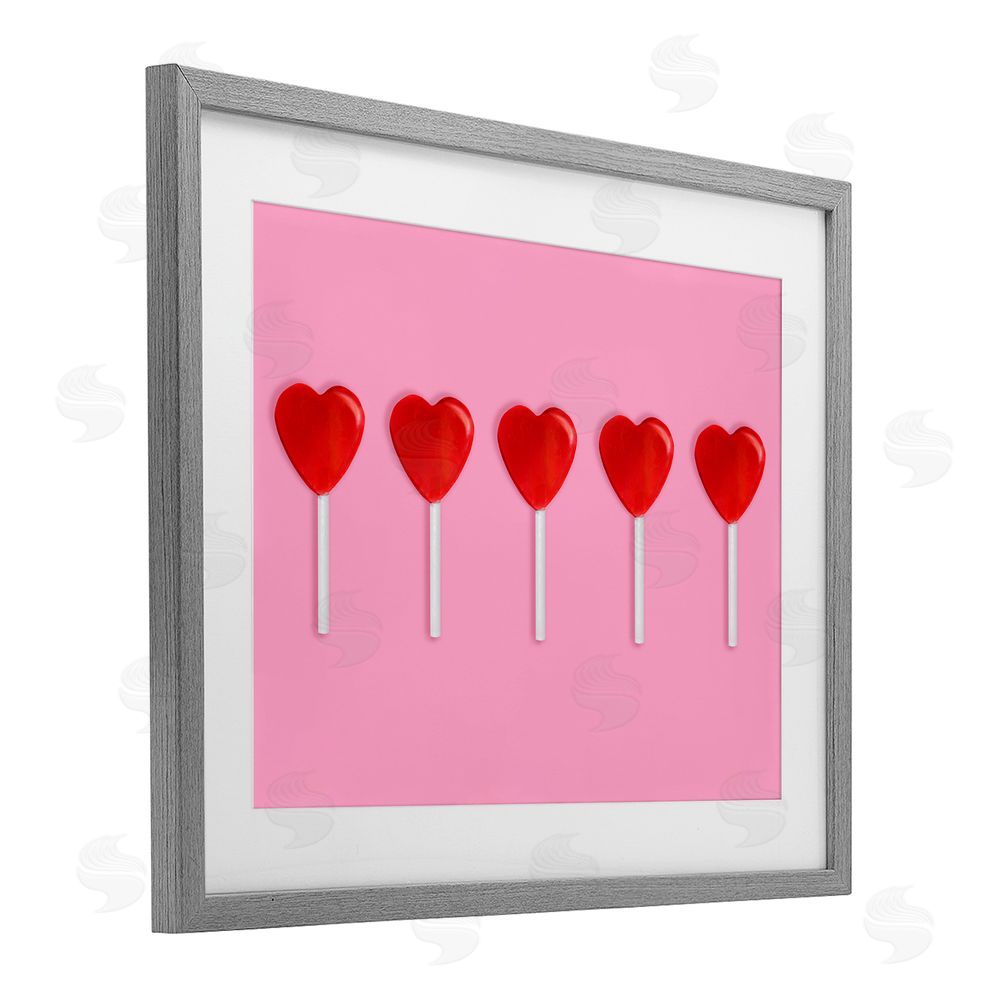 LISH Creative Valentine's Heart Pops Gray Framed Print Under Glass Wall Art