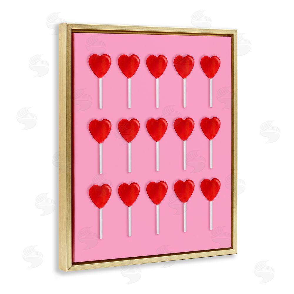 LISH Creative Heart Lollipops Collection Gold Floating Frame Canvas Wall Art