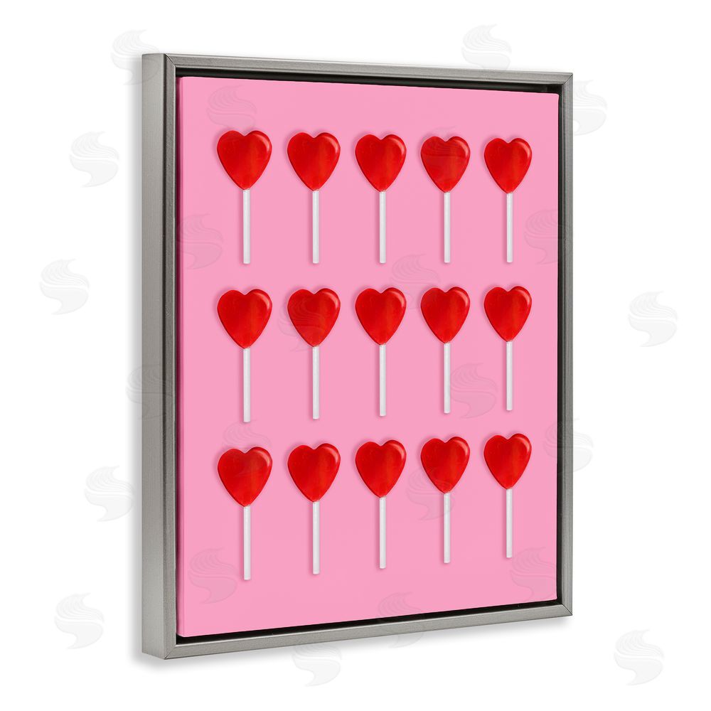 LISH Creative Heart Lollipops Collection Gray Floating Frame Canvas Wall Art