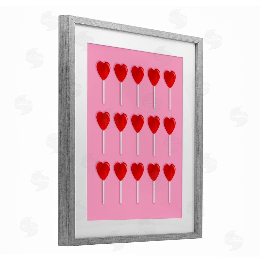 LISH Creative Heart Lollipops Collection Gray Framed Print Under Glass with Mat Wall Art