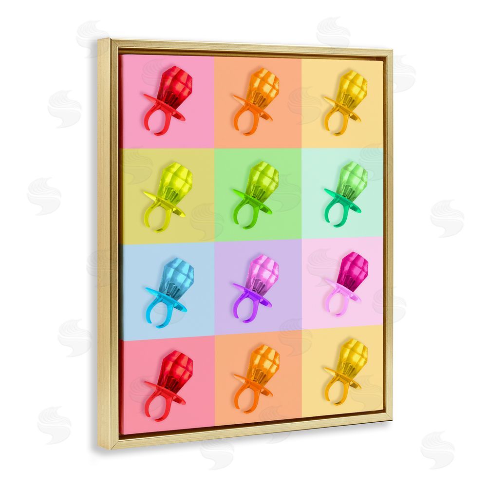 LISH Creative Candy Gem Pop Grid Gold Floating Frame Stretched Canvas Wall Art Print