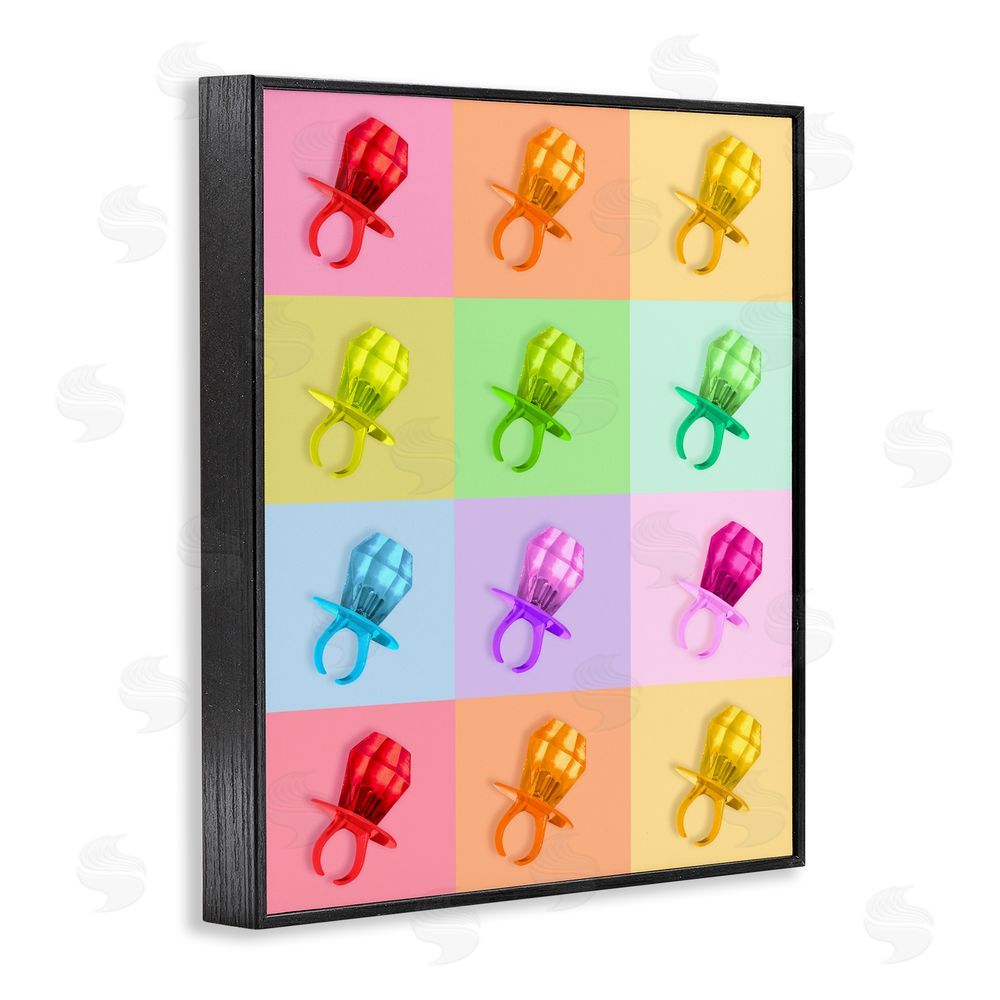LISH Creative Candy Gem Pop Grid Black Framed Giclee Wall Art Print