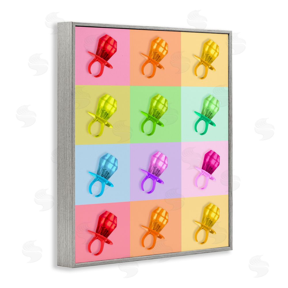 LISH Creative Candy Gem Pop Grid Gray Framed Giclee Wall Art Print