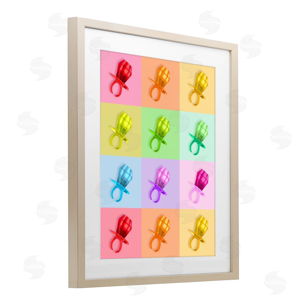 LISH Creative Candy Gem Pop Grid Brown Framed Print Under Glass with Matting Wall Art