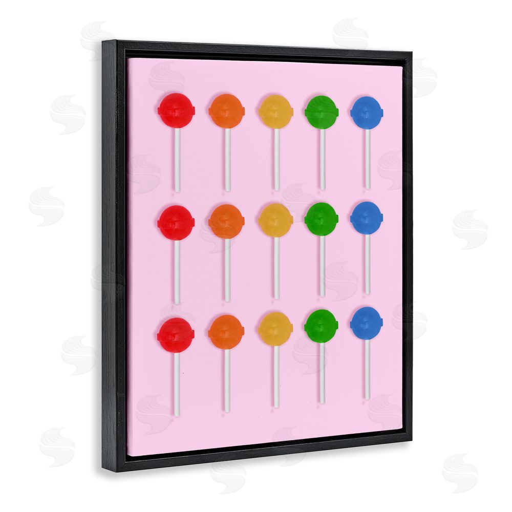 LISH Creative Candy Pops on Light Pink Black Floating Frame Stretched Canvas Wall Art Print