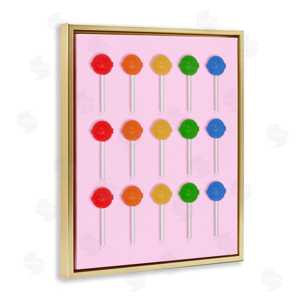 LISH Creative Candy Pops on Light Pink Gold Floating Frame Stretched Canvas Wall Art Print