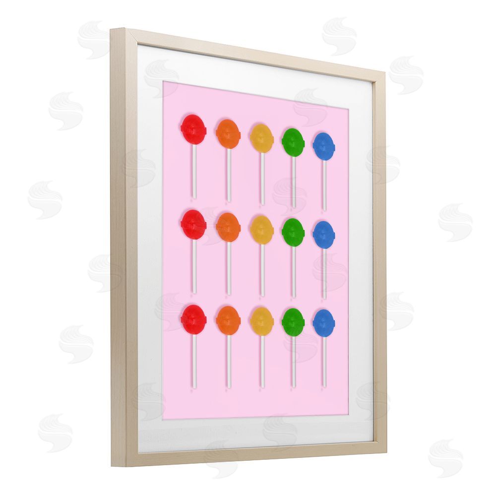 LISH Creative Candy Pops on Light Pink Brown Framed Print Under Glass with Matting Wall Art
