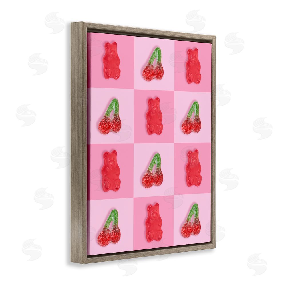 LISH Creative Gummy Bears and Cherries Grid Brown Floating Framed Canvas Wall Art