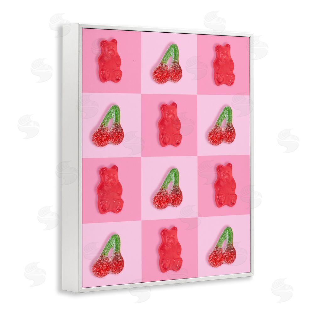 LISH Creative Gummy Bears and Cherries Grid White Framed Giclee Wall Art