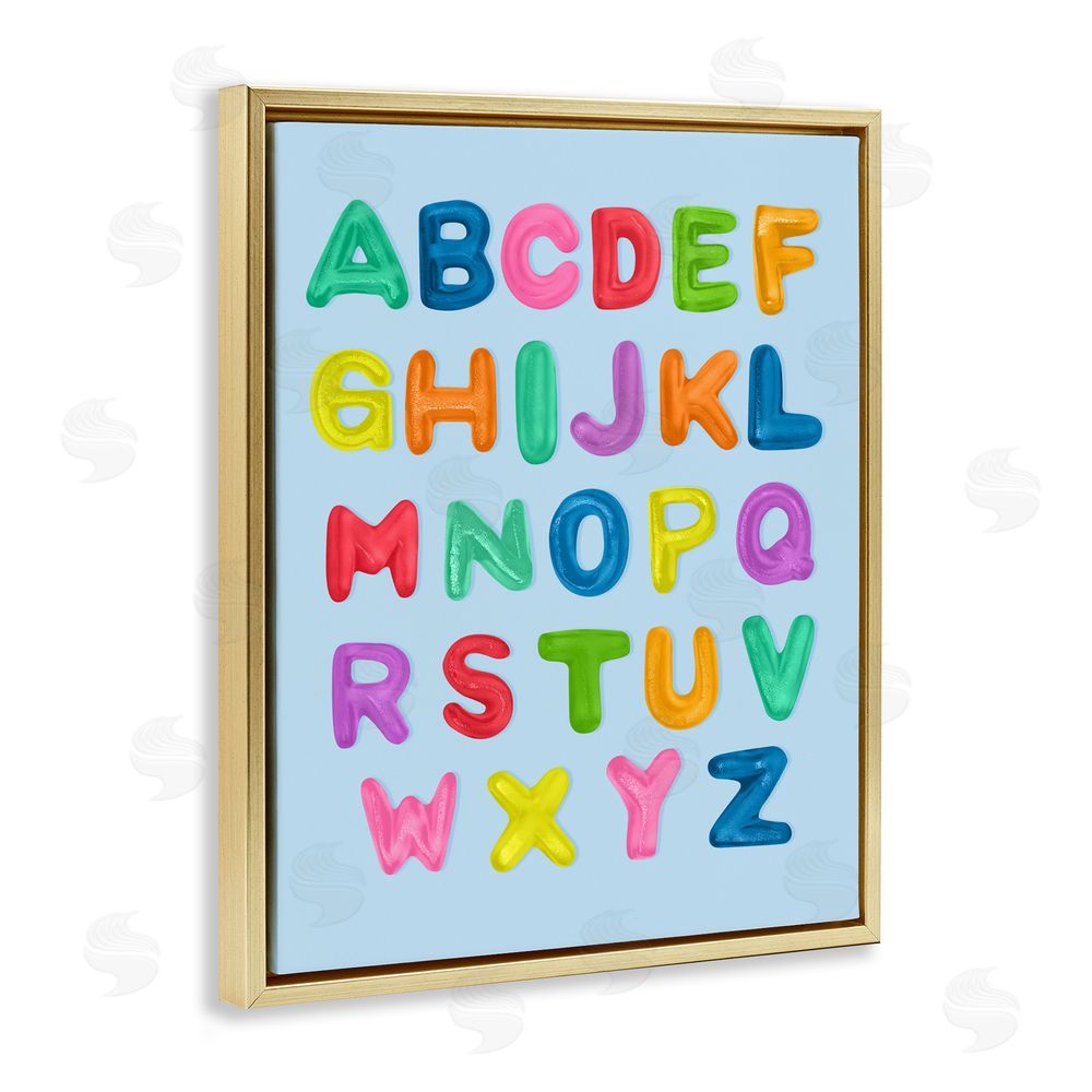 LISH Creative Gummy Candy Alphabet Gold Floating Framed Canvas Wall Art