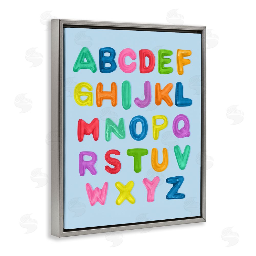 LISH Creative Gummy Candy Alphabet Gray Floating Framed Canvas Wall Art