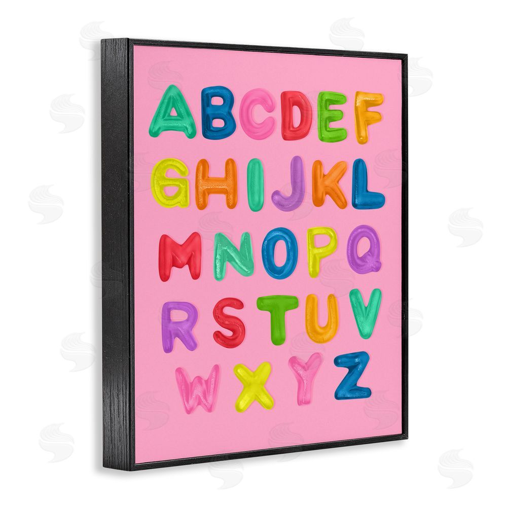 LISH Creative Gummy Alphabet over Pink Black Framed Giclee Wall Art