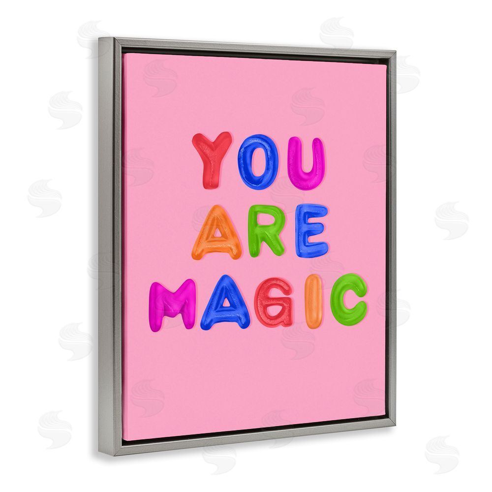 LISH Creative You are Magic Gummies over Pink Gray Floating Framed Canvas Wall Art Print