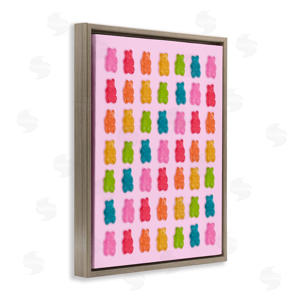 LISH Creative Soft Rainbow Bears on Pink Brown Floating Framed Canvas Wall Art Print