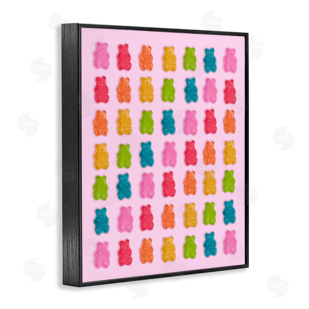 LISH Creative Soft Rainbow Bears on Pink Black Framed Giclee Wall Art Print