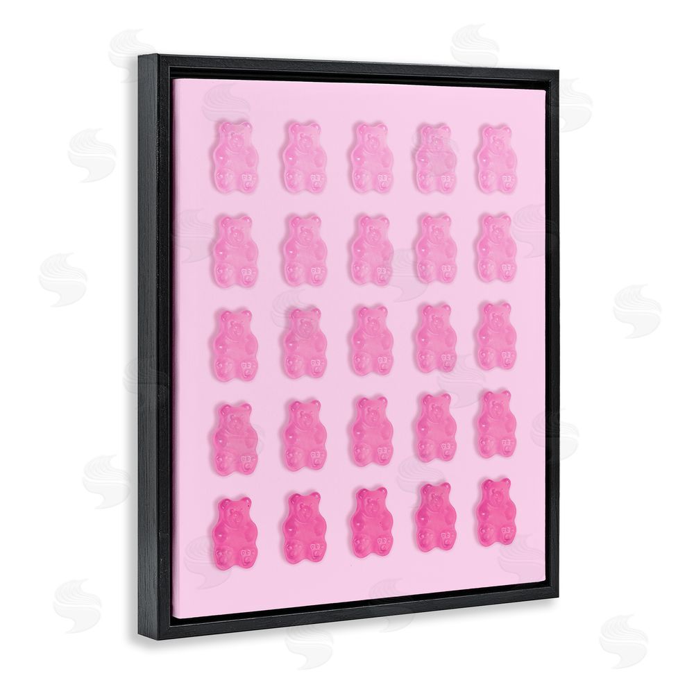 LISH Creative Gradient Pastel Pink Bears Black Floating Frame Canvas Wall Art
