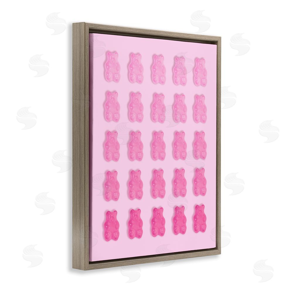 LISH Creative Gradient Pastel Pink Bears Brown Floating Frame Canvas Wall Art