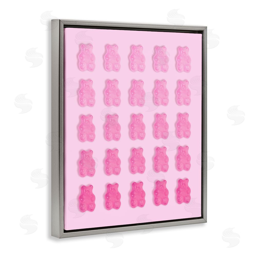 LISH Creative Gradient Pastel Pink Bears Gray Floating Frame Canvas Wall Art
