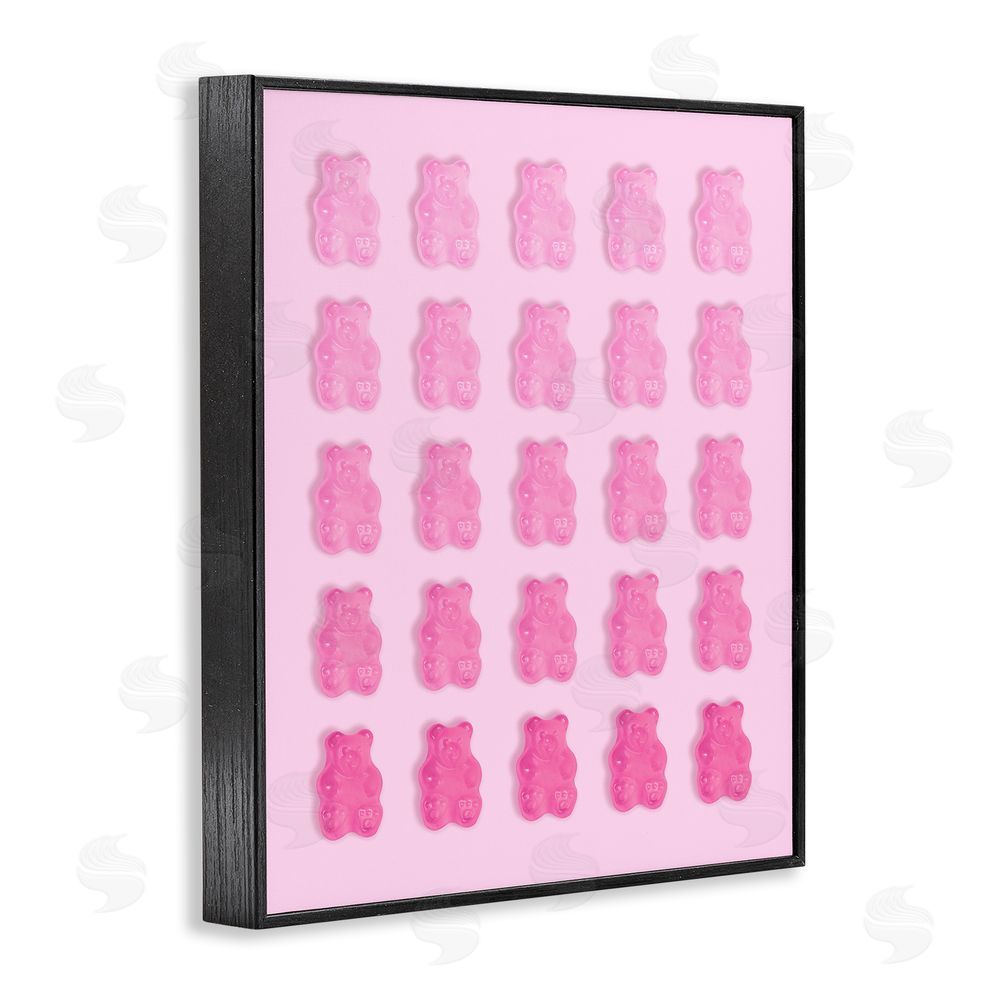 LISH Creative Gradient Pastel Pink Bears Blacked Framed Giclee Wall Art Print