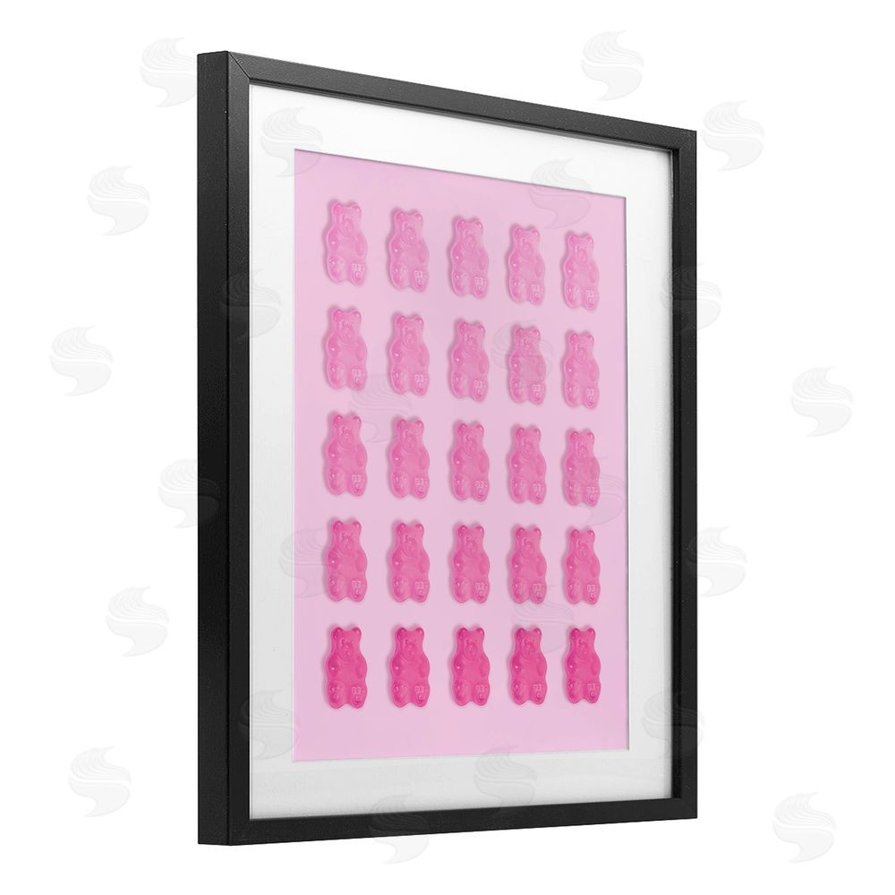 LISH Creative Gradient Pastel Pink Bears Black Framed Print Under Glass with Mat Wall Art