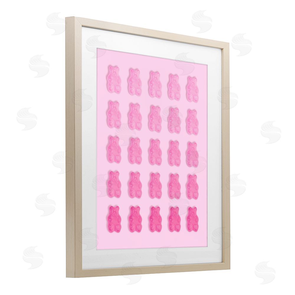 LISH Creative Gradient Pastel Pink Bears Brown Framed Print Under Glass with Mat Wall Art