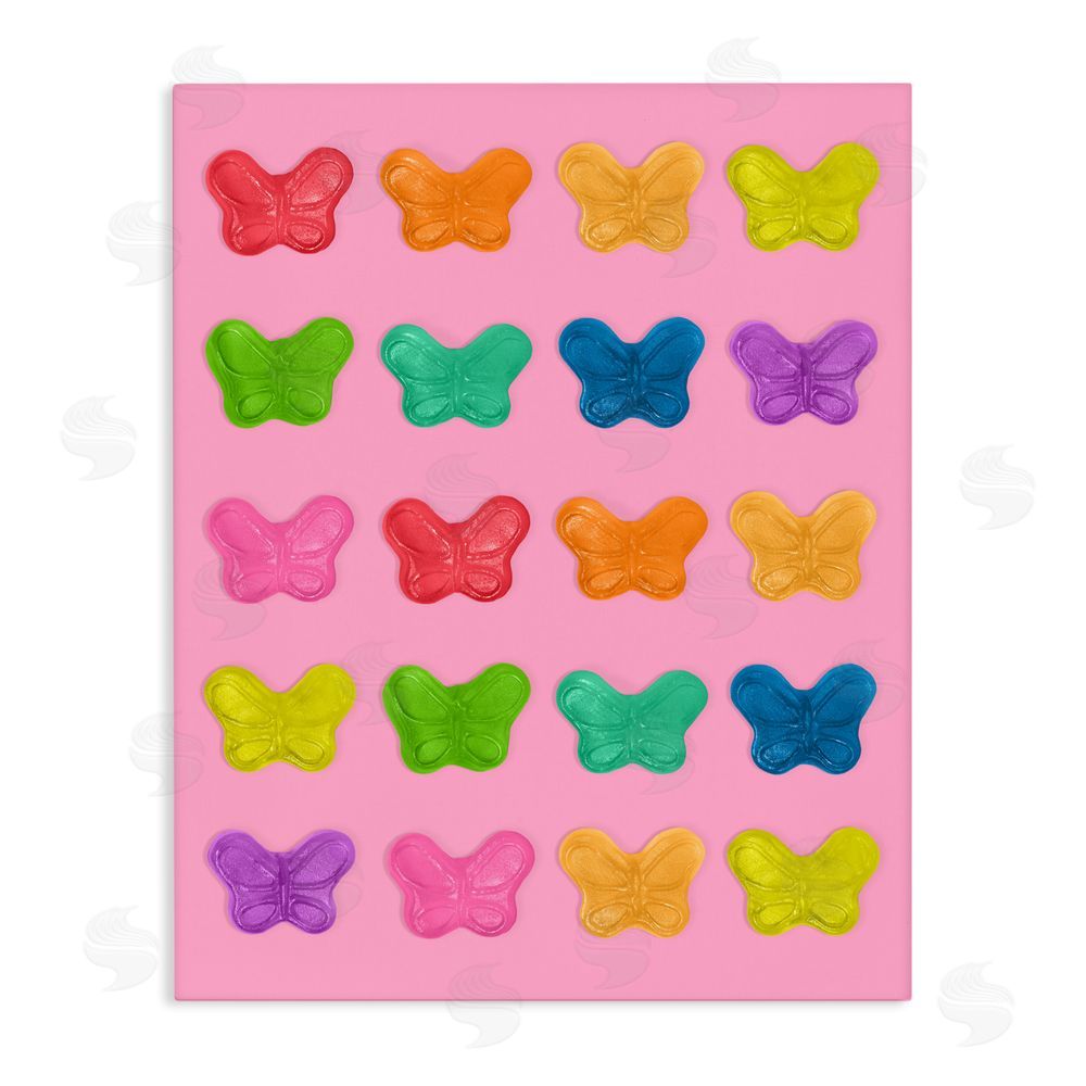LISH Creative Colorful Butterflies on Pink Stretched Canvas Wall Art