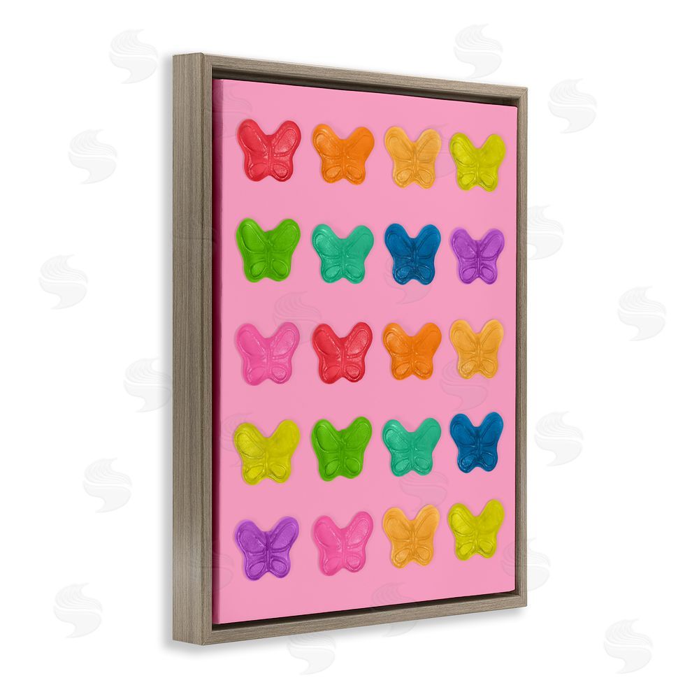 LISH Creative Colorful Butterflies on Pink Brown Floating Frame Canvas Wall Art Print