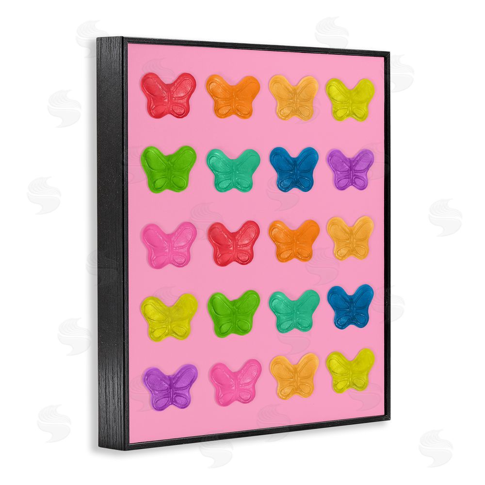 LISH Creative Colorful Butterflies on Pink Black Framed Giclee Wall Art Print