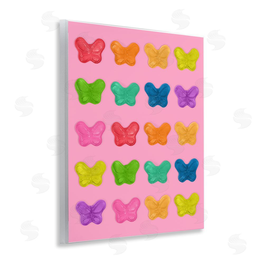 LISH Creative Colorful Butterflies on Pink Wall Plaque with Fixed Lithograph Print