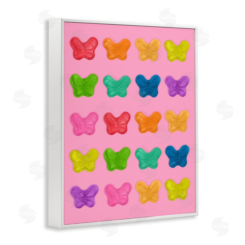 LISH Creative Colorful Butterflies on Pink White Framed Giclee Wall Art Print