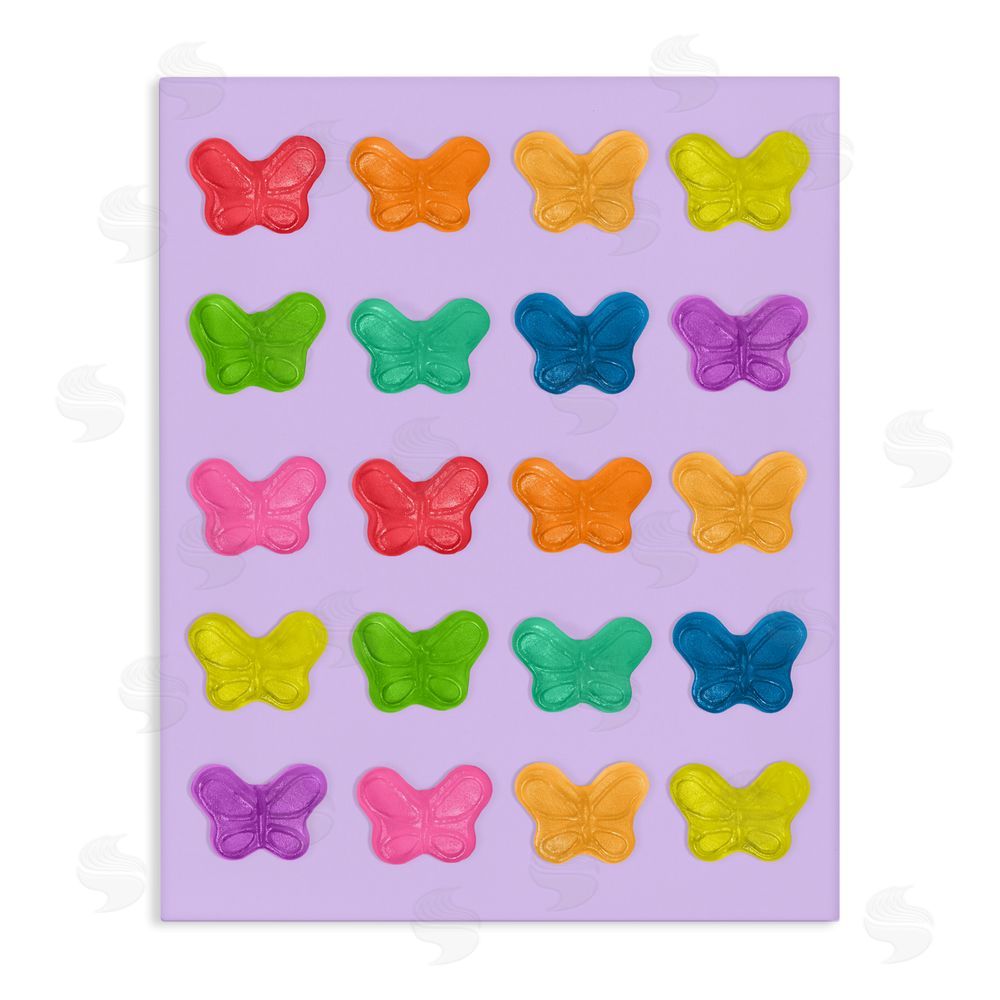LISH Creative Colorful Butterflies on Lilac Stretched Canvas Wall Art