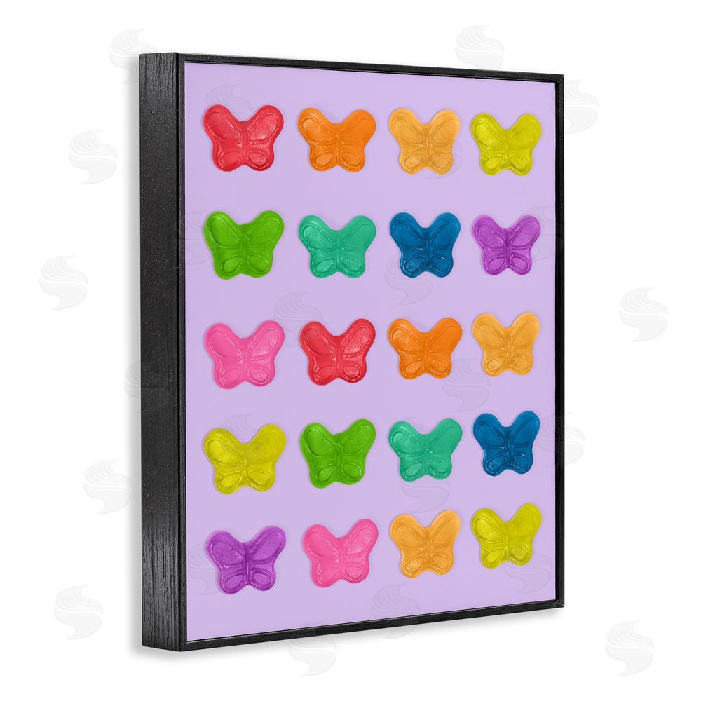 LISH Creative Colorful Butterflies on Lilac Black Framed Giclee Wall Art Print