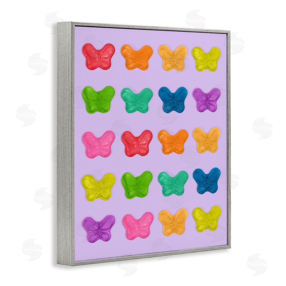 LISH Creative Colorful Butterflies on Lilac Gray Framed Giclee Wall Art Print