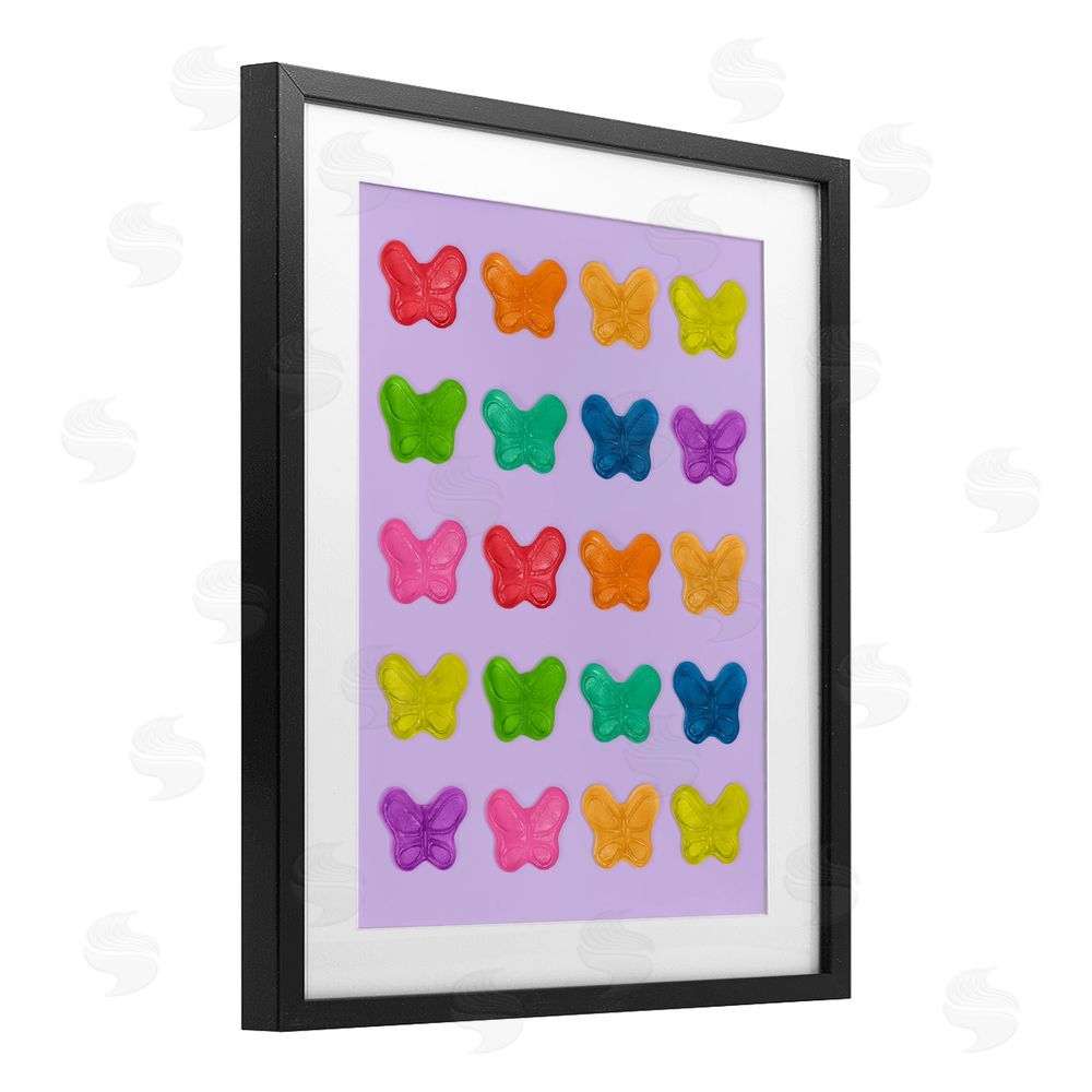 LISH Creative Colorful Butterflies on Lilac Black Framed Print Under Glass Wall Art