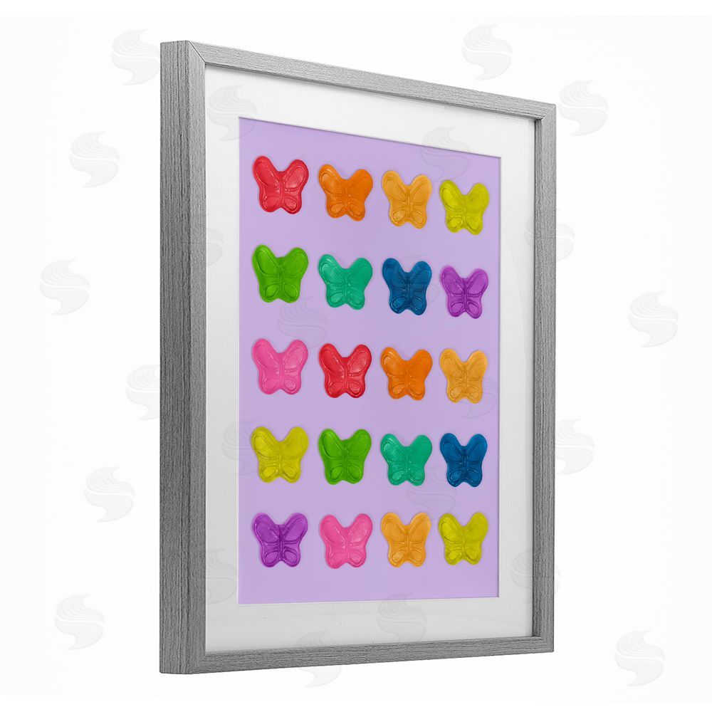 LISH Creative Colorful Butterflies on Lilac Gray Framed Print Under Glass Wall Art