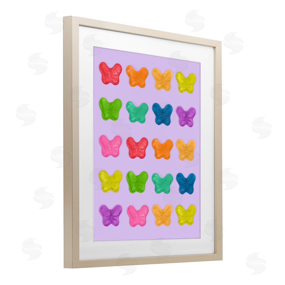 LISH Creative Colorful Butterflies on Lilac Brown Framed Print Under Glass Wall Art