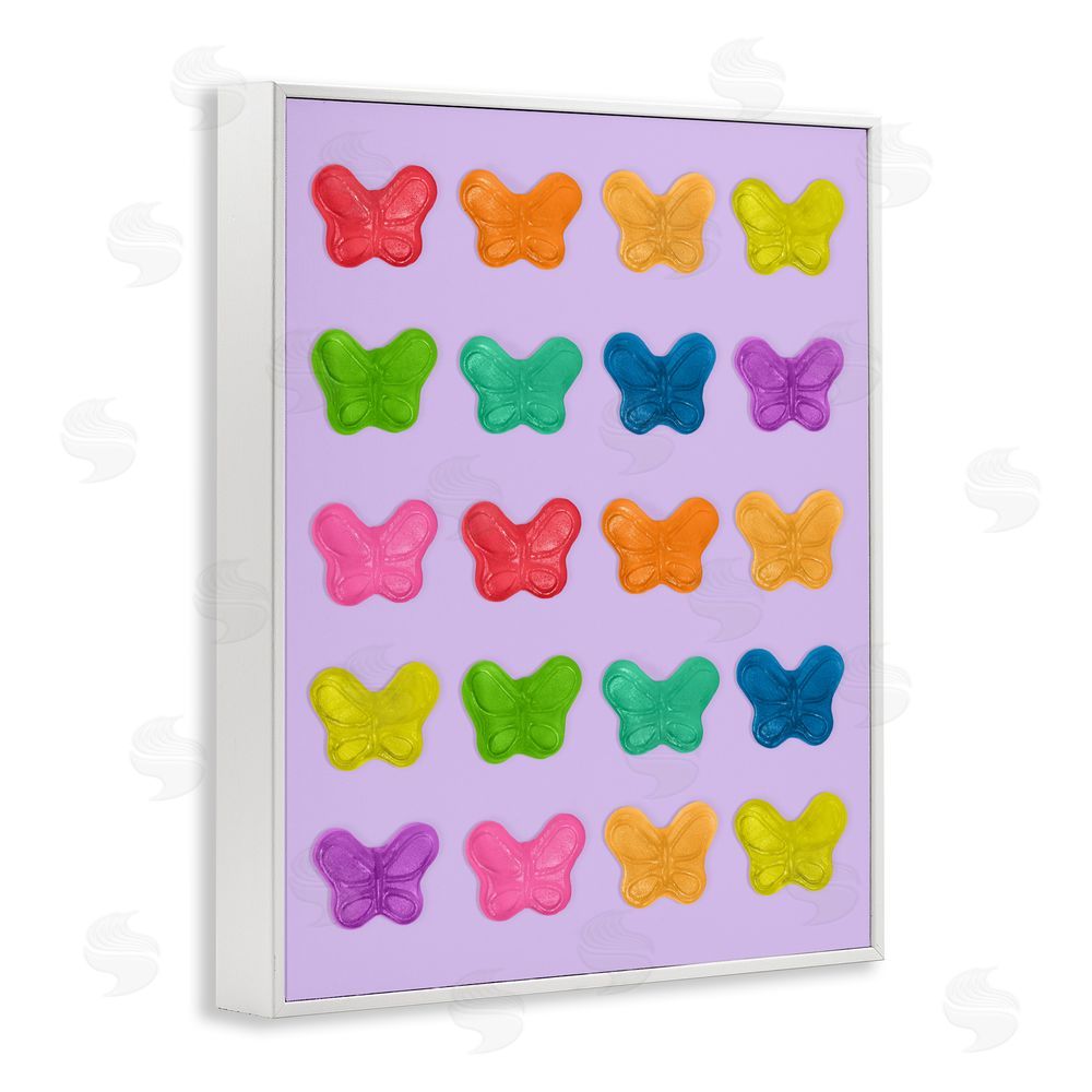 LISH Creative Colorful Butterflies on Lilac White Framed Giclee Wall Art Print