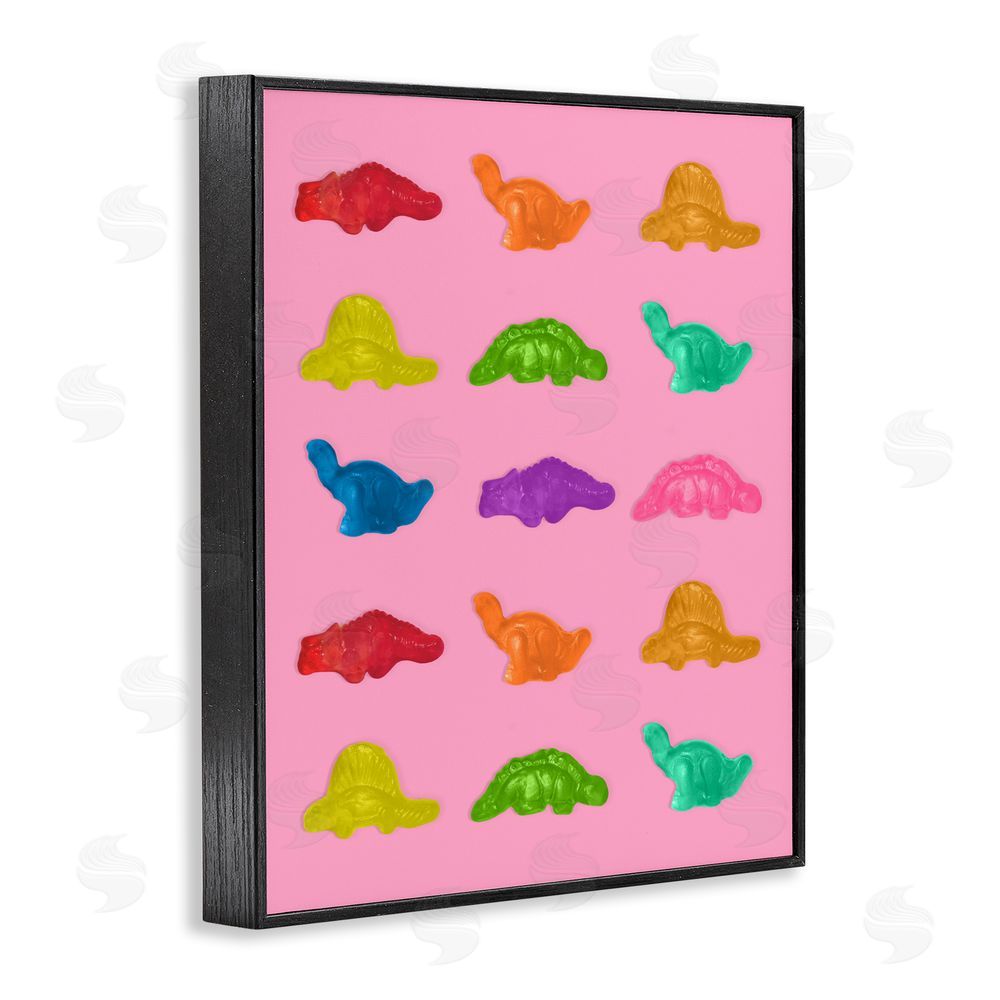 LISH Creative Dinosaur Candies on Pink Black Framed Giclee Wall Art Print